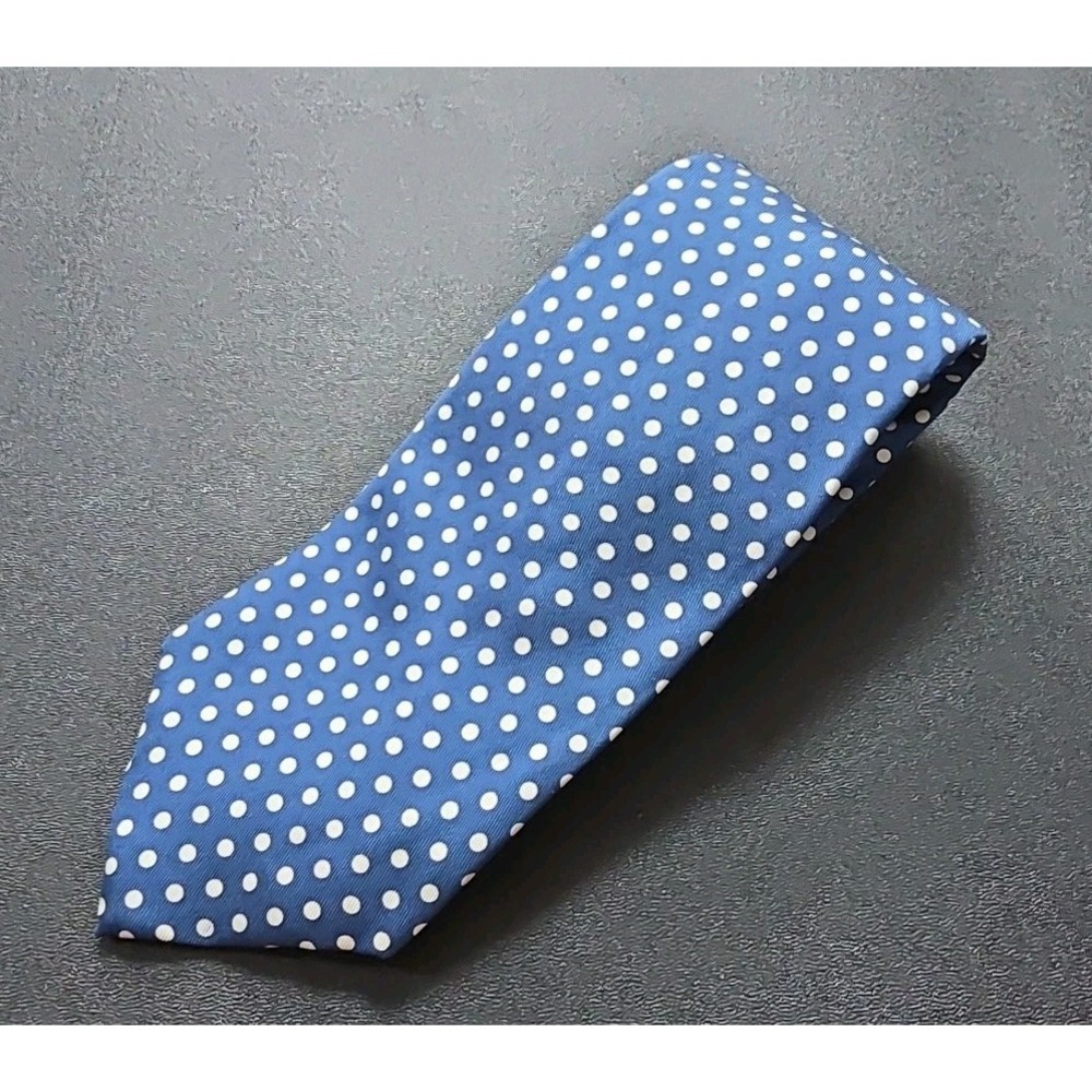 Vineyard Vines Mens Silk Tie Blue WHITE Polka Dot Hand Picked Shep & Ian USA